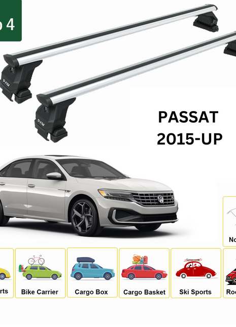 Volkswagen Passat Sedan B6 2005-2011 Oluksuz Üst Tavan Portbagaj Taşıyıcı Ara Atkısı Toros Serisi Pro 4 Gri