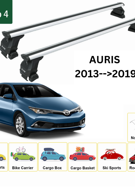 Toyota Auris 2013-2019 Oluksuz Üst Tavan Portbagaj Taşıyıcı Ara Atkısı Toros Serisi Pro 4 Gri