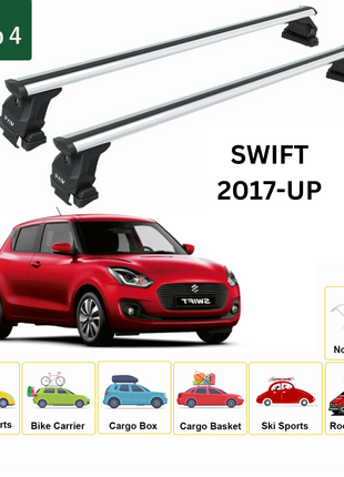 Suzuki Swift 2017-2025 Oluksuz Üst Tavan Portbagaj Taşıyıcı Ara Atkısı Toros Serisi Pro 4 Gri