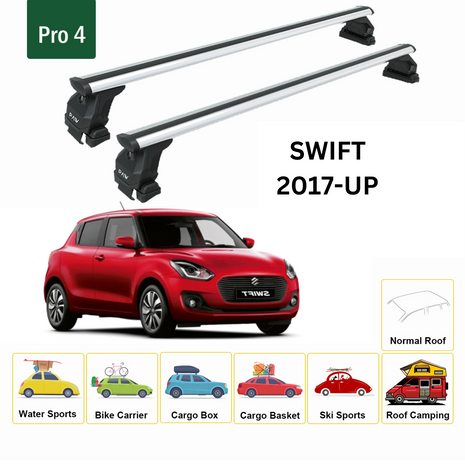 Suzuki Swift 2017-2025 Oluksuz Üst Tavan Portbagaj Taşıyıcı Ara Atkısı Toros Serisi Pro 4 Gri