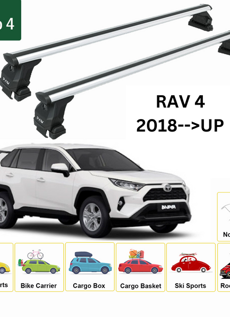 Toyota Rav 4 2018-2025 Oluksuz Üst Tavan Portbagaj Taşıyıcı Ara Atkısı Toros Serisi Pro 4 Gri