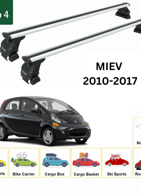 Mitsubishi Miev 2010-2017 Oluksuz Üst Tavan Portbagaj Taşıyıcı Ara Atkısı Toros Serisi Pro 4 Gri