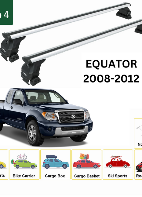 Suzuki Equator 2008-2012 Oluksuz Üst Tavan Portbagaj Taşıyıcı Ara Atkısı Toros Serisi Pro 4 Gri