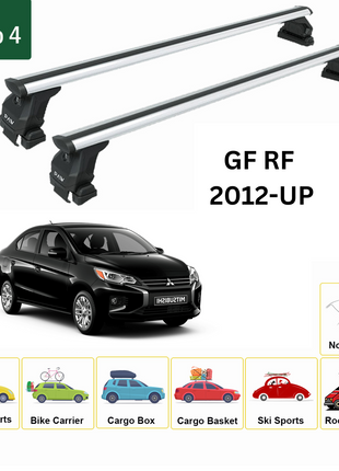 Mitsubishi Mirage G4 2012-2024 Oluksuz Üst Tavan Portbagaj Taşıyıcı Ara Atkısı Toros Serisi Pro 4 Gri