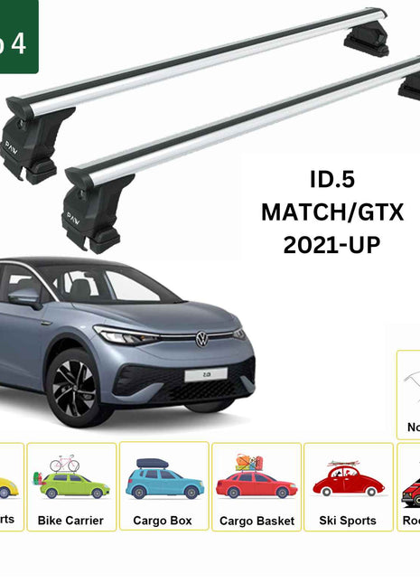 Volkswagen Id.5 2021-2025 Oluksuz Üst Tavan Portbagaj Taşıyıcı Ara Atkısı Toros Serisi Pro 4 Gri