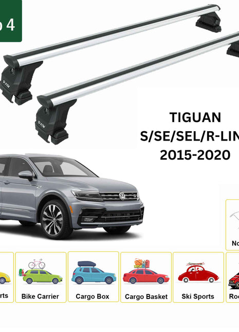 Volkswagen Tiguan 2015-2020 Oluksuz Üst Tavan Portbagaj Taşıyıcı Ara Atkısı Toros Serisi Pro 4 Gri