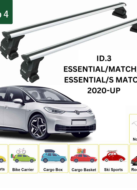 Volkswagen Id.3 2020-2025 Oluksuz Üst Tavan Portbagaj Taşıyıcı Ara Atkısı Toros Serisi Pro 4 Gri