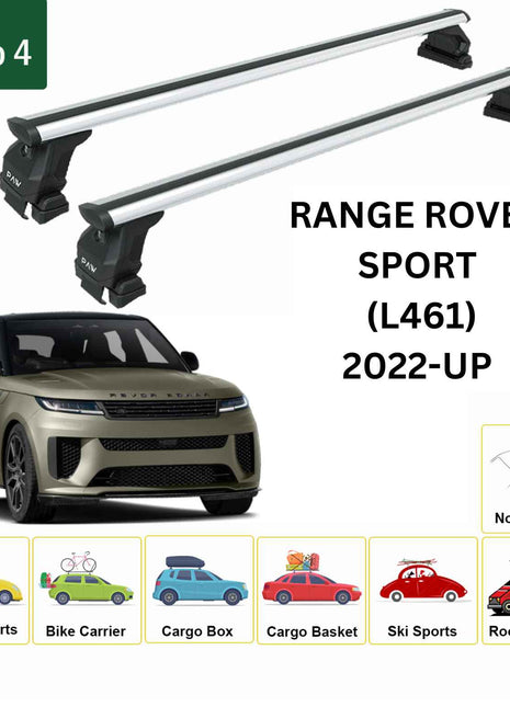 Land Rover Range Rover Sport L461 2022-2025 Oluksuz Üst Tavan Portbagaj Taşıyıcı Ara Atkısı Toros Serisi Pro 4 Gri
