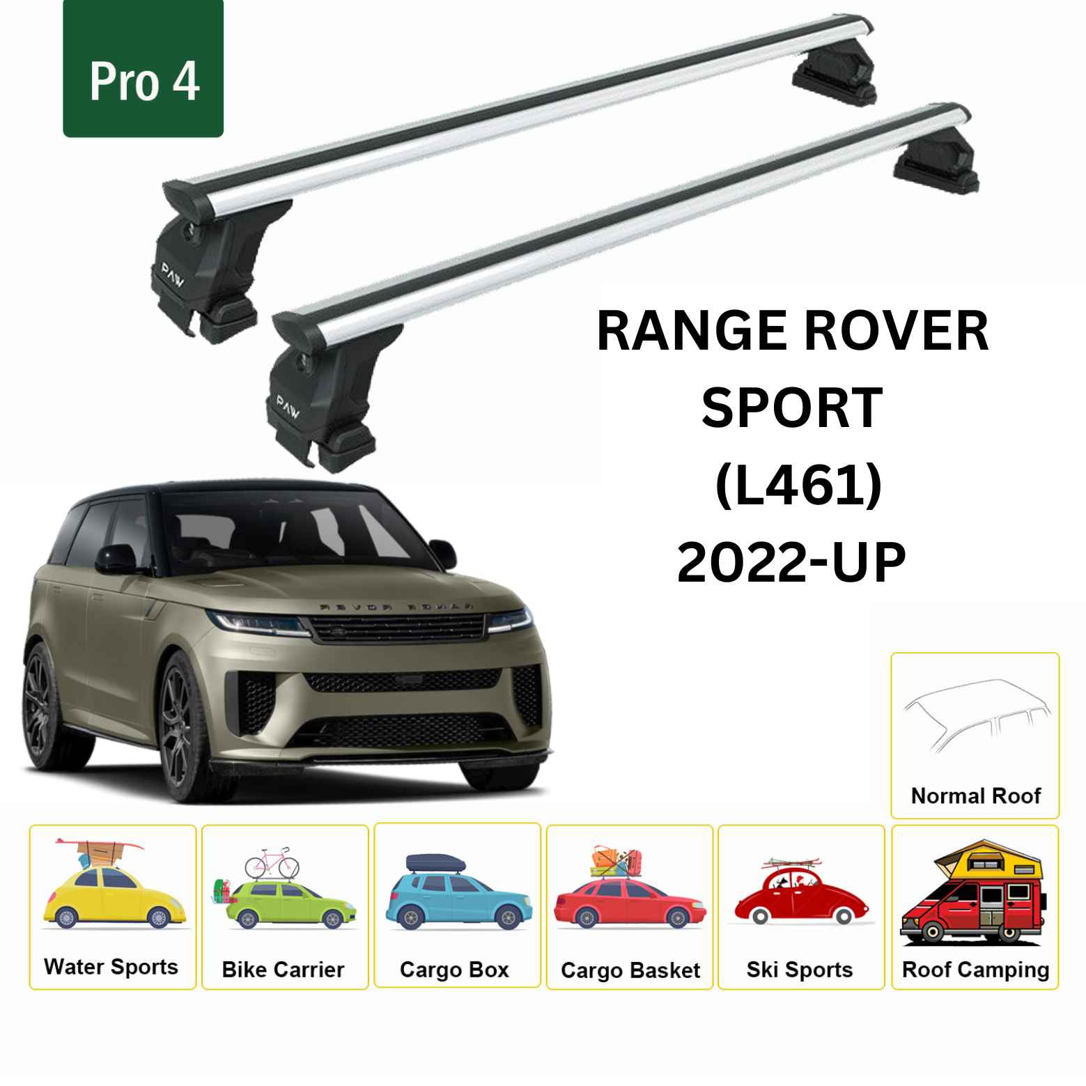 Land Rover Range Rover Sport L461 2022-2025 Oluksuz Üst Tavan Portbagaj Taşıyıcı Ara Atkısı Toros Serisi Pro 4 Gri
