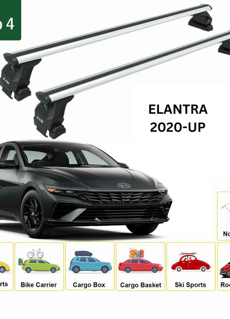 Hyundai Elantra 2020-2025 Oluksuz Üst Tavan Portbagaj Taşıyıcı Ara Atkısı Toros Serisi Pro 4 Gri