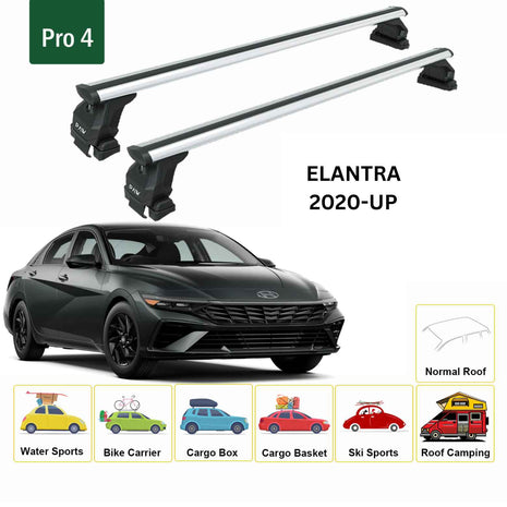 Hyundai Elantra 2020-2025 Oluksuz Üst Tavan Portbagaj Taşıyıcı Ara Atkısı Toros Serisi Pro 4 Gri