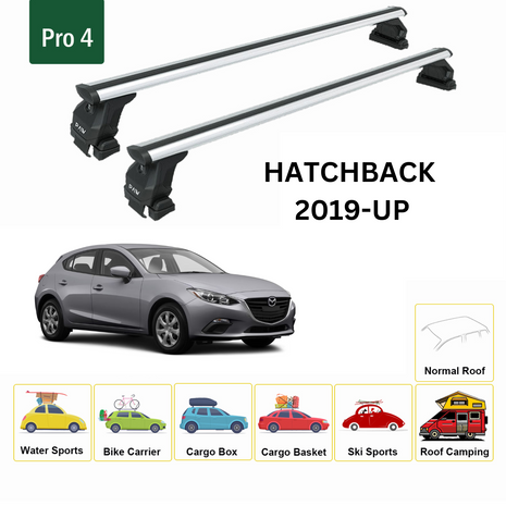 Mazda 3 Hatchback 2019-2025 Oluksuz Üst Tavan Portbagaj Taşıyıcı Ara Atkısı Toros Serisi Pro 4 Gri