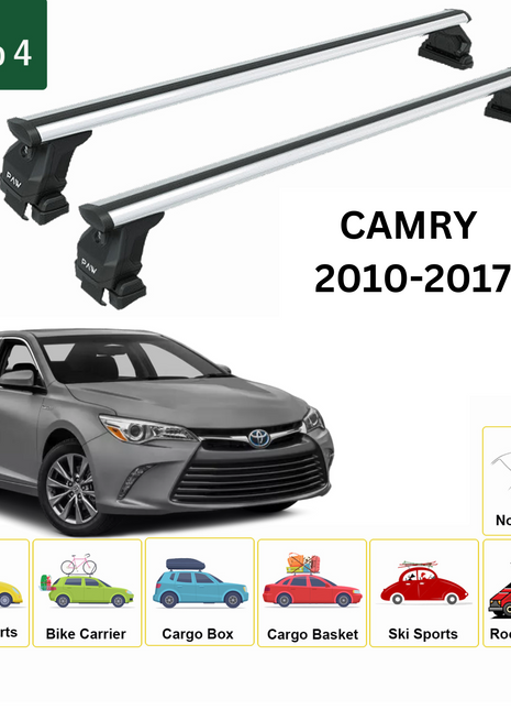 Toyota Camry 2010-2017 Oluksuz Üst Tavan Portbagaj Taşıyıcı Ara Atkısı Toros Serisi Pro 4 Gri