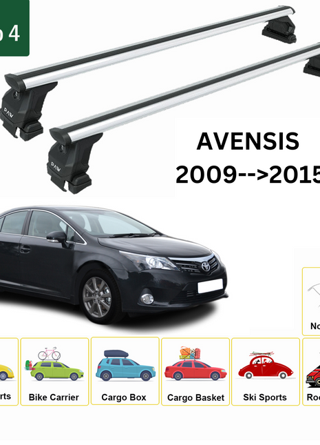 Toyota Avensis 2009-2015 Oluksuz Üst Tavan Portbagaj Taşıyıcı Ara Atkısı Toros Serisi Pro 4 Gri