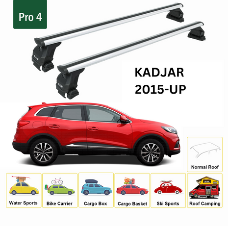 Renault Kadjar 2015-2025 Oluksuz Üst Tavan Portbagaj Taşıyıcı Ara Atkısı Toros Serisi Pro 4 Gri