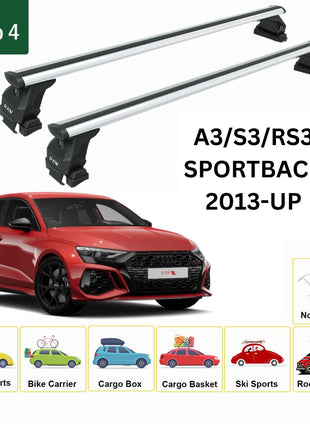 Audi A3/S3/Rs3 Sportback 2013-2020 Oluksuz Üst Tavan Portbagaj Taşıyıcı Ara Atkısı Toros Serisi Pro 4 Gri
