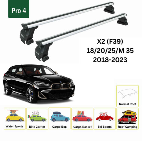 Bmw X2 (F39) 2018-2023 Oluksuz Üst Tavan Portbagaj Taşıyıcı Ara Atkısı Toros Serisi Pro 4 Gri