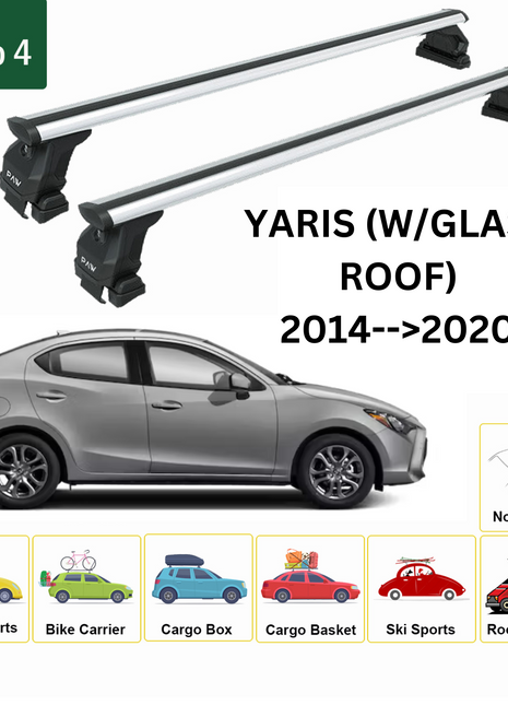 Toyota Yaris Sedan 2014-2020 Oluksuz Üst Tavan Portbagaj Taşıyıcı Ara Atkısı Toros Serisi Pro 4 Gri