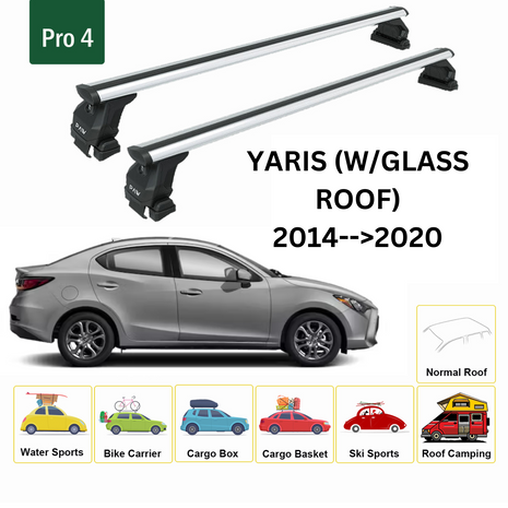 Toyota Yaris Sedan 2014-2020 Oluksuz Üst Tavan Portbagaj Taşıyıcı Ara Atkısı Toros Serisi Pro 4 Gri
