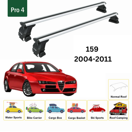 Alfa Romeo 159 2004-2011 Oluksuz Üst Tavan Portbagaj Taşıyıcı Ara Atkısı Toros Serisi Pro 4 Gri