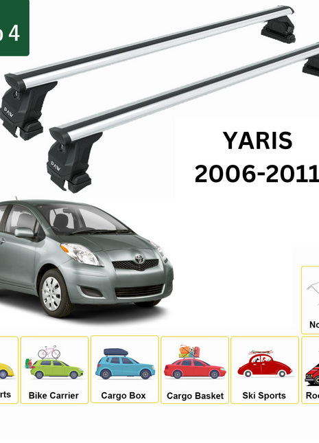 Toyota Yaris Hb 2006-2011 Oluksuz Üst Tavan Portbagaj Taşıyıcı Ara Atkısı Toros Serisi Pro 4 Gri