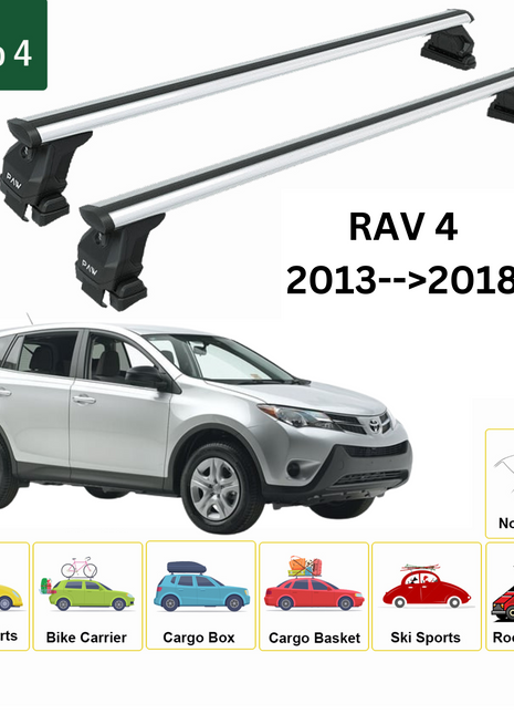 Toyota Rav 4 2013-2018 Oluksuz Üst Tavan Portbagaj Taşıyıcı Ara Atkısı Toros Serisi Pro 4 Gri