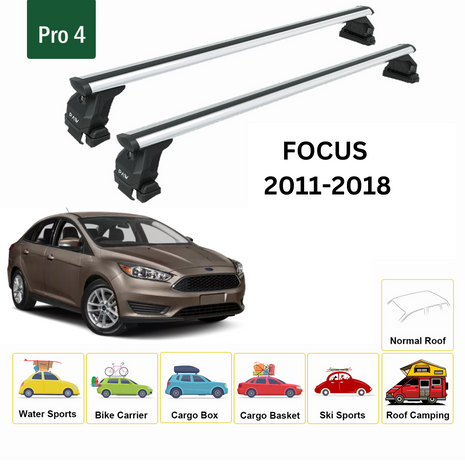 Ford Focus Sedan (C346) 2011-2018 Oluksuz Üst Tavan Portbagaj Taşıyıcı Ara Atkısı Toros Serisi Pro 4 Gri