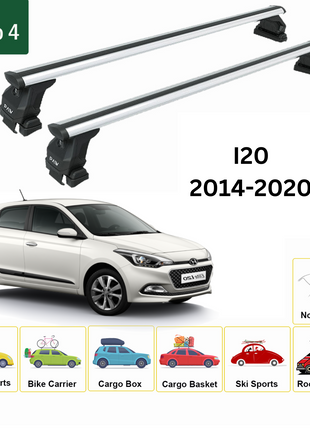 Hyundai I20 2014-2020 Oluksuz Üst Tavan Portbagaj Taşıyıcı Ara Atkısı Toros Serisi Pro 4 Gri