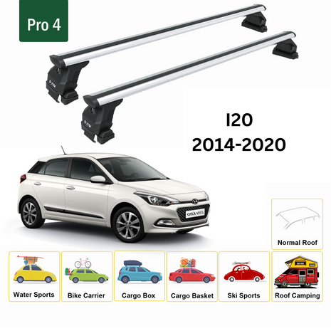 Hyundai I20 2014-2020 Oluksuz Üst Tavan Portbagaj Taşıyıcı Ara Atkısı Toros Serisi Pro 4 Gri