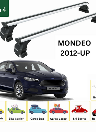 Ford Mondeo 2012-2022 Oluksuz Üst Tavan Portbagaj Taşıyıcı Ara Atkısı Toros Serisi Pro 4 Gri