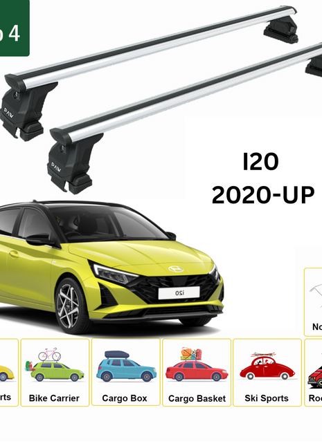 Hyundai İ20 (2020-2025) Oluksuz Üst Tavan Portbagaj Taşıyıcı Ara Atkısı Toros Serisi Pro 4 Gri