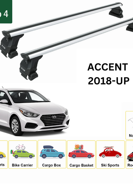 Hyundai Accent 2018-2025 Oluksuz Üst Tavan Portbagaj Taşıyıcı Ara Atkısı Toros Serisi Pro 4 Gri