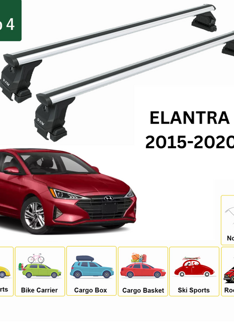 Hyundai Elantra 2015-2020 Oluksuz Üst Tavan Portbagaj Taşıyıcı Ara Atkısı Toros Serisi Pro 4 Gri