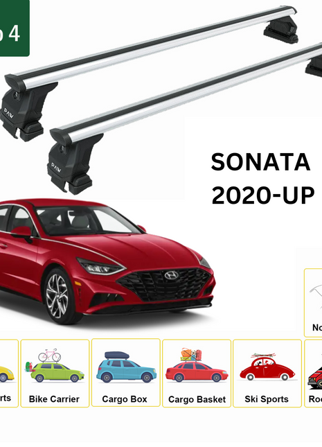 Hyundai Sonata 2020-2025 Oluksuz Üst Tavan Portbagaj Taşıyıcı Ara Atkısı Toros Serisi Pro 4 Gri