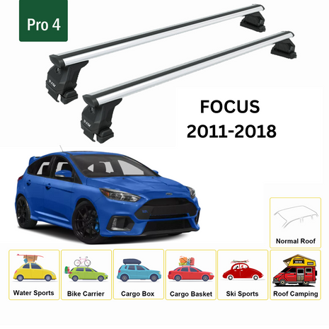 Ford Focus Hb (C346) 2011-2018 Oluksuz Üst Tavan Portbagaj Taşıyıcı Ara Atkısı Toros Serisi Pro 4 Gri