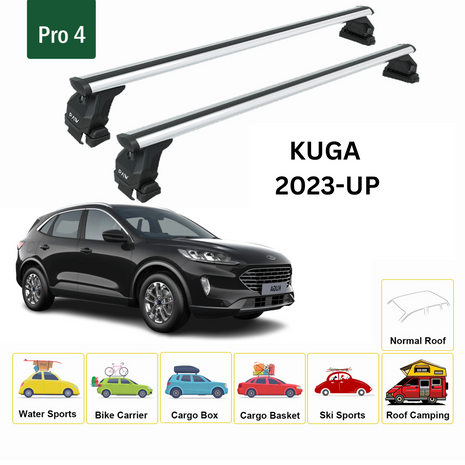 Ford Kuga (Cx482) 2020-2025 Oluksuz Üst Tavan Portbagaj Taşıyıcı Ara Atkısı Toros Serisi Pro 4 Gri