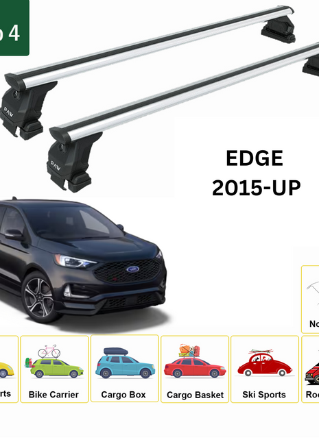 Ford Edge (Cd 539) 2015-2024 Oluksuz Üst Tavan Portbagaj Taşıyıcı Ara Atkısı Toros Serisi Pro 4 Gri
