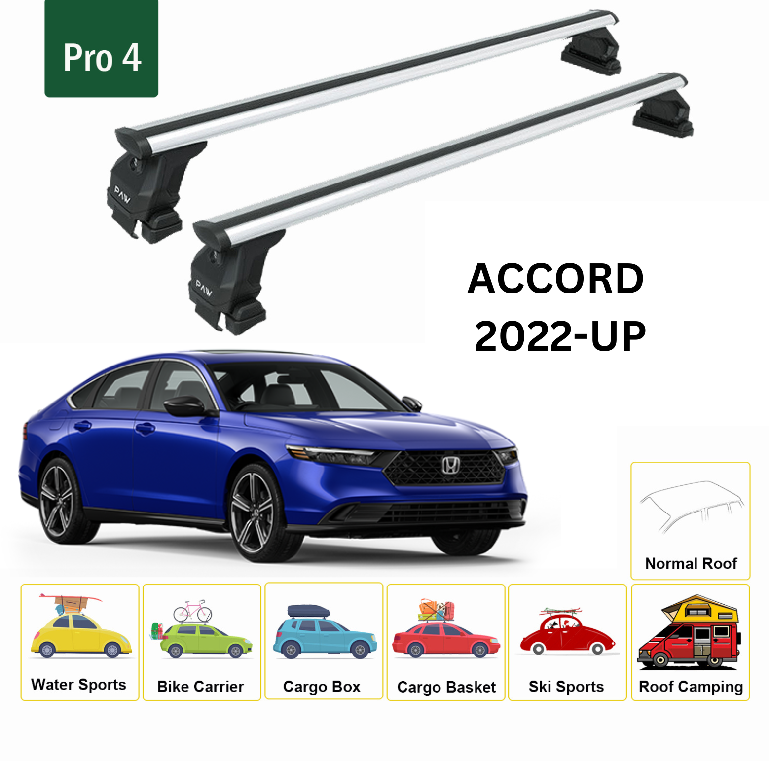 Honda Accord 2022-2025 Oluksuz Üst Tavan Portbagaj Taşıyıcı Ara Atkısı Toros Serisi Pro 4 Gri