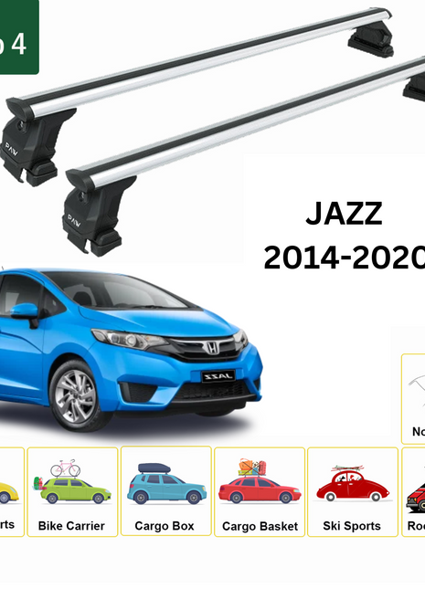Honda Jazz 2014-2020 Oluksuz Üst Tavan Portbagaj Taşıyıcı Ara Atkısı Toros Serisi Pro 4 Gri
