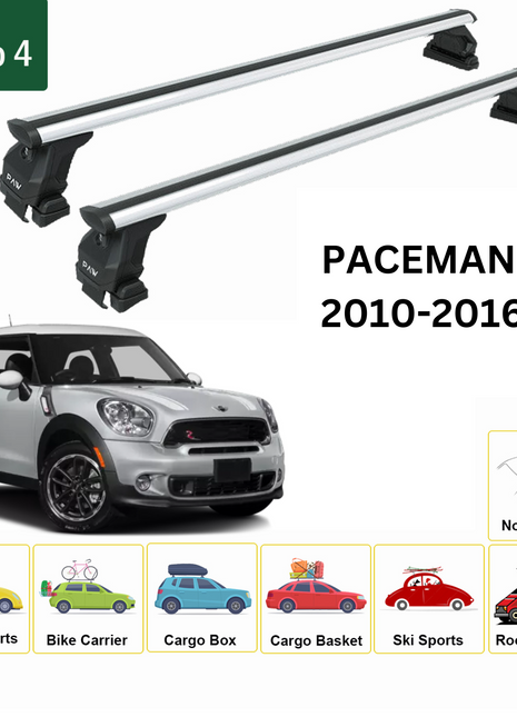 Mini Paceman 2010-2016 Oluksuz Üst Tavan Portbagaj Taşıyıcı Ara Atkısı Toros Serisi Pro 4 Gri