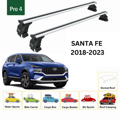 Hyundai Santa Fe 2018-2023 Oluksuz Üst Tavan Portbagaj Taşıyıcı Ara Atkısı Toros Serisi Pro 4 Gri