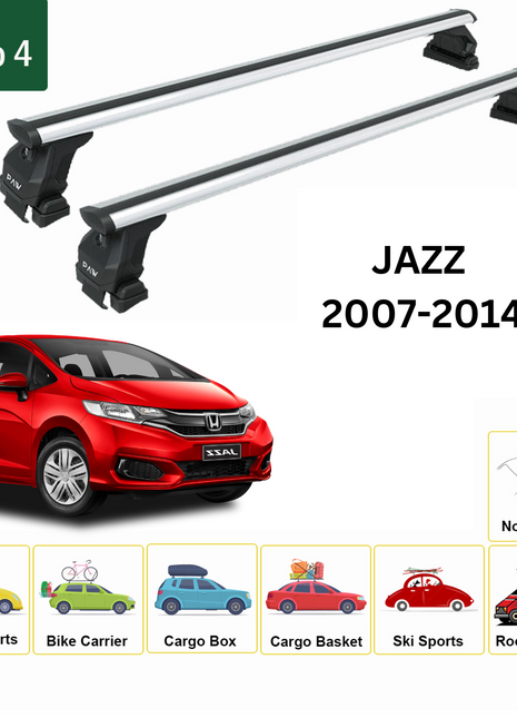Honda Jazz 2007-2014 Oluksuz Üst Tavan Portbagaj Taşıyıcı Ara Atkısı Toros Serisi Pro 4 Gri