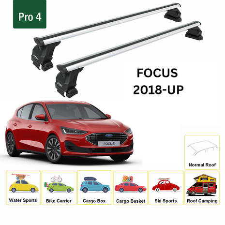 Ford Focus Hb (C519) 2018-2025 Oluksuz Üst Tavan Portbagaj Taşıyıcı Ara Atkısı Toros Serisi Pro 4 Gri