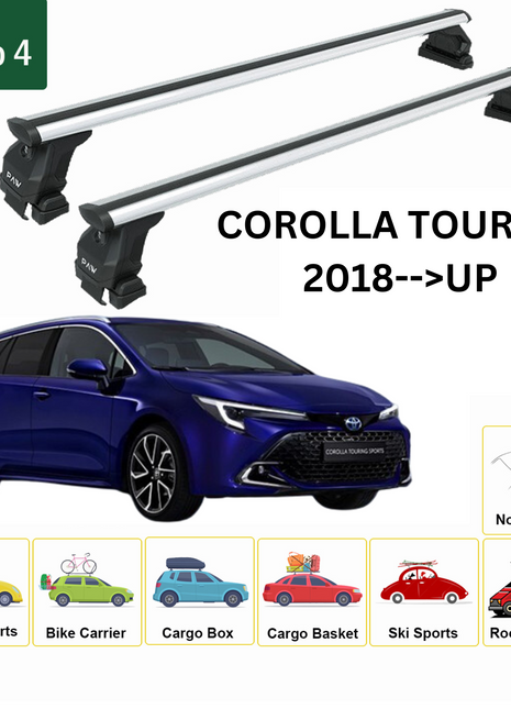 Toyota Corolla Touring 2018-2025 Oluksuz Üst Tavan Portbagaj Taşıyıcı Ara Atkısı Toros Serisi Pro 4 Gri
