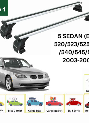 Bmw 5 Sedan E60 2003-2009 Oluksuz Üst Tavan Portbagaj Taşıyıcı Ara Atkısı Toros Serisi Pro 4 Gri