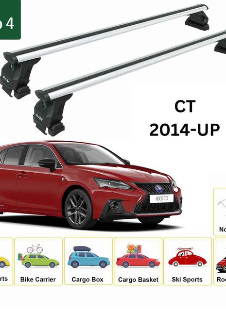 Lexus Ct 2011-2017 Oluksuz Üst Tavan Portbagaj Taşıyıcı Ara Atkısı Toros Serisi Pro 4Pro 4 Gri