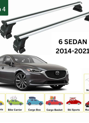 Mazda 6 Sedan 2014-2025 Oluksuz Üst Tavan Portbagaj Taşıyıcı Ara Atkısı Toros Serisi Pro 4 Gri