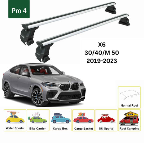 Bmw X6 G06 2019-2024 Oluksuz Üst Tavan Portbagaj Taşıyıcı Ara Atkısı Toros Serisi Pro 4 Gri