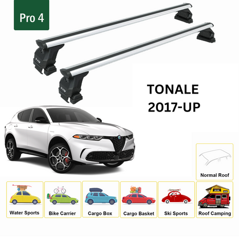 Alfa Romeo Tonale 2017-2025 Oluksuz Üst Tavan Portbagaj Taşıyıcı Ara Atkısı Toros Serisi Pro 4 Gri