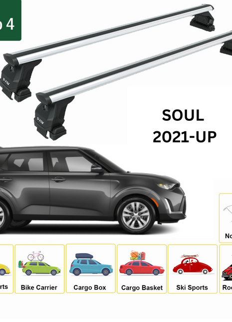 Kia Soul 2021-2025 Oluksuz Üst Tavan Portbagaj Taşıyıcı Ara Atkısı Toros Serisi Pro 4 Gri